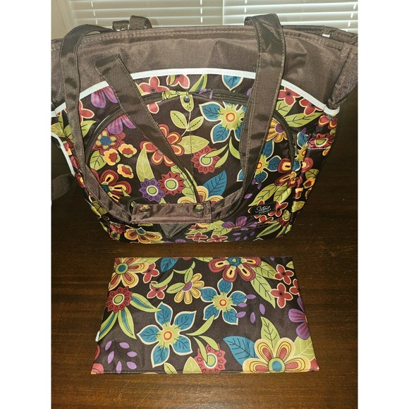 Handbags - Longaberger‎ Sisters Bliss Baby Diaper Bag w Changing Pad Brown Floral Shower